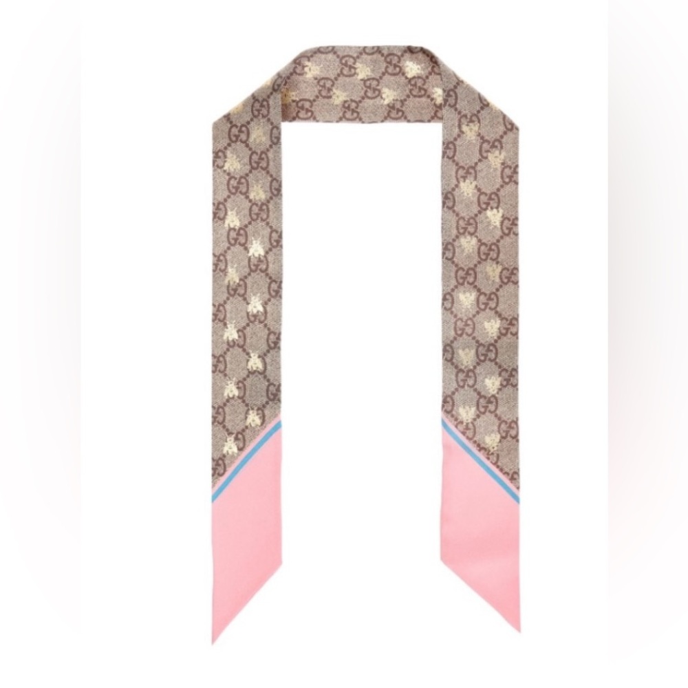 Gucci Pink and Brown Monogram Silk Bandeau